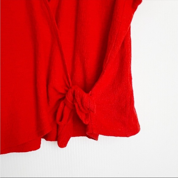 Madewell Texture & Thread Wrap-Tie Top orange XSmall - Picture 3 of 9